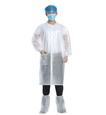 25-50gsm Disposable White Lab Coat Waterproof White Color PP SMS Nonwoven Fabric