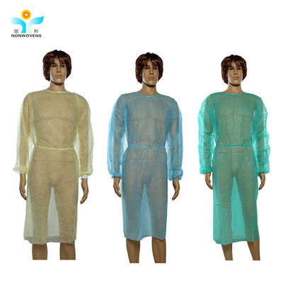 Work Protection Hospital Yellow PP SMS Disposable Isolation Gowns With CE Certificate