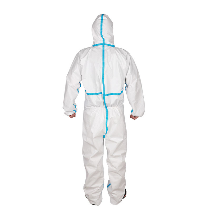 Combinaison à capuchon 3 de PE de tenues de protection de sécurité non-tissée jetable blanche d'habillement