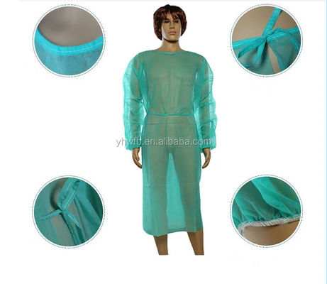 Soft PP Nonwoven Fabric  Isolation Gowns With Elastic Cuffs For Medical Use